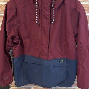 Eddie Bauer Weatheredge Maroon & Navy Waterproof Jacket W/Hood Sz M